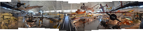 Steven F. Udvar-Hazy Center: Photomontage of Overview of the south hangar, including B-29 “Enola Gay” and Concorde